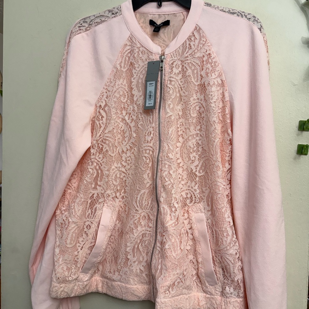 Apt. 9 Women's Pink Lace Bomber Jacket